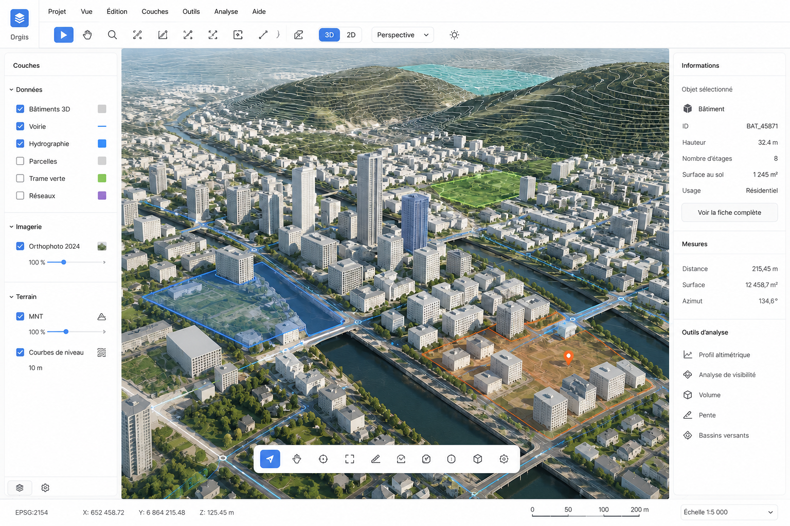 Illustrated professional geospatial desktop workspace